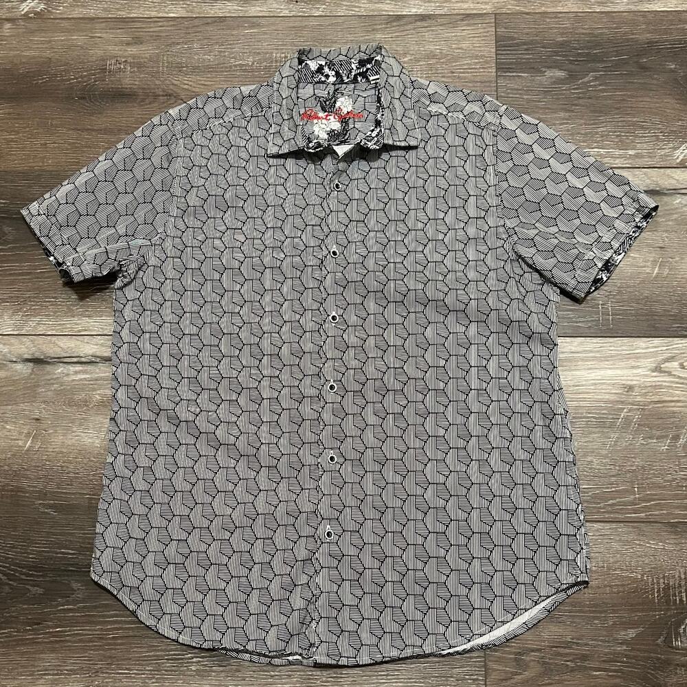 Robert Graham Classic Fit Geometric Print Shirt Men's XL Short Sleeve Cotton